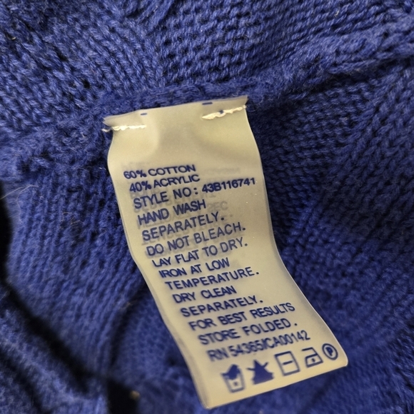 Peter Nygard Cable Knit Angled hem sweater Blue L - Picture 5 of 6